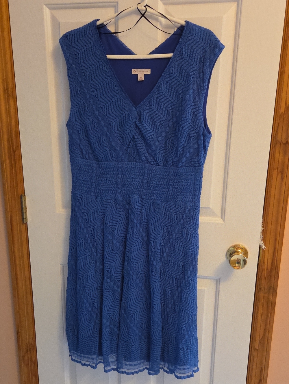 Christopher & Banks Blue Lace V-Neck Sleeveless Dress Size 16
